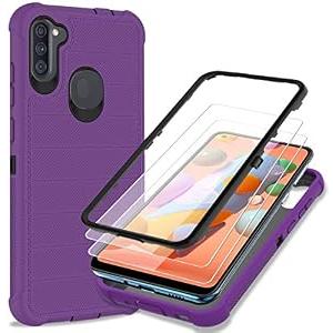 Probeetle Case for Samsung Galaxy A11 Phone Case Lilac Purple/Black | HD Screen Protector, Heavy Duty, 3 Layer, Hybrid, Shock Proof, Protective, Rugged Bumper, PC and TPU, Cover Case