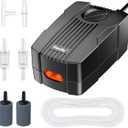 Pawfly Aquarium Air Pump Oxygen Pump for 10-200 Gallon Fish Tanks Buckets Dual Outlet Adjustable Ultra Quiet Aerator Pump with Accessories (60-120 gal)