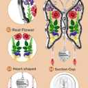 KY&BOSAM Butterfly Suncatchers Precious Grandmother Stained Glass for Windows Hangings Wind Chimes with Pressed Flower Wings and Heart Charm Birthday Gifts for Grandma Mother`s Days Christams