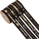 40 Yards Graduation Ribbon Congrats Grad 5/8 Inch Black and Gold Grosgrain Ribbon Use for Gift Wrapping,Graduation Party Decoration (40 Yards Black)