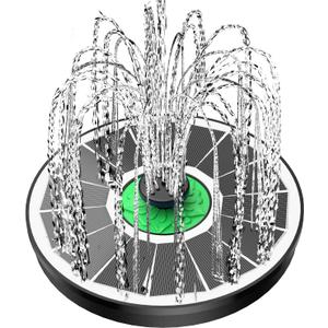 Solar Fountain for Bird Bath Glass - No Battery, 3.5W Solar Bird Bath Fountains Green Flower with 4 Fixed Rods & 7 Nozzles, Solar Powered Water Fountain for Bird Bath,Pond,Pool,Outdoor,Garden (White)