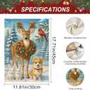 2 x IVN Christmas Animal Friends Garden Flag Yard Flag for Outside 12 x 18 Inch Double Sided Burlap Snow Reindeer Dog Bunny Banner for Patio Lawn Home Outdoor Decoration