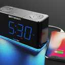 Emerson CKS1507 Smartset Radio Alarm Clock, 1.4" Blue LED Digital Display, USB Charging Port, Brightness Dimmer Controls, Bluetooth Connectivity, Set Alarm to Radio, Music, or Buzzer, Black