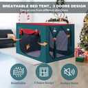 DOLEMODUO Kids Bed Tent, Play & Sleeping Privacy Twin Tent, Indoor Breathable Blackout Bed Canopy with Three Doors, Red and Green Christmas Tent 39"W x 47"L (Pack of 1)