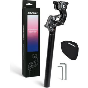Safort Suspension Seatpost with Protection Cover & 5mm/6mm Hex Keys, 50mm Travel, Available in 27.2mm, 30.9mm, 31.6mm for E-Bikes, Road, Gravel & Hybrid Bikes