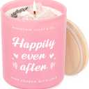 Bridal Shower Gifts, Engagement/Wedding Gifts, Happily Ever Candle with Crystals, Bride Gift, Bachelorette Gift/Party Decorations, 10oz Lavender Scented Soy Wax Wedding Candle