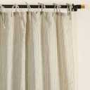 Gauze Striped Curtains, Boho Linen Gauze Tie Top Hanging Curtains Light Filtering Door Window Treatment 2 Panel Curtain Drapes for Living Room Home Dcor Green on Beige (72"x42" Each Panel)