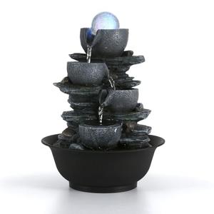 Dyna-Living Tabletop Water Fountain Indoor Waterfalls Fountains with Colored LED Light Decorative Tabletop Fountain with Automatic Pump, Desktop Indoor Water Fountains for Office Relaxing