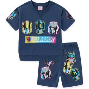 Transformers Boys French Terry Short Sleeve T-Shirt and Short Set for Big Kids, 5