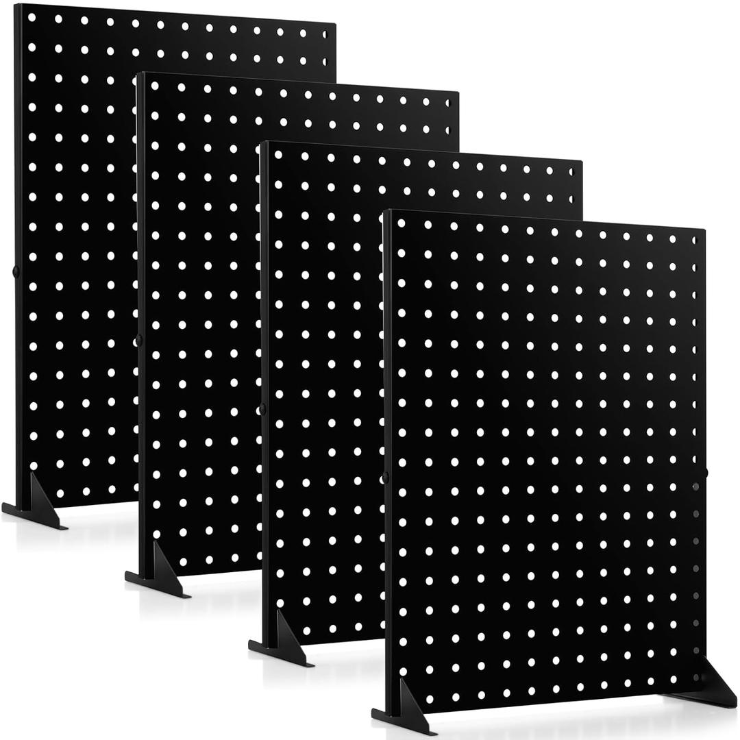 Moxweyeni 4 Pcs Pegboard Display Stand for Craft Shows Metal Pegboard Jewelry Display Stands Tabletop Pegboard Display for Retail Stores Vendors Selling Jewelry Accessories Earring 17'' x 13' (Black)