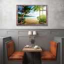 Window Beach Wall Art Sunset Ocean Landscape Wall Decor Tropical Palm Tree Picture Nature Coastal Scenery Canvas Photo Prints Seascape Painting Artwork for Living Room Bathroom Home Decorations 24x36"