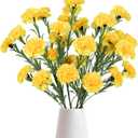 IPOPU Yellow Carnations Artificial Flowers 6PCS Faux Carnations Silk Flowers 33in Long Flowers for Tall Vases for Wedding Home Table Centerpieces Floral Arrangement(Yellow)