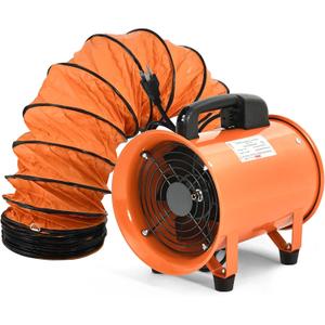 DWVO 8 Inch Utility Blower Exhaust Fan, Extractor Fans High Velocity, Portable Ventilation Fan with 16FT (5M) Ventilator Duct Hose for Industrial Use, Paint Booths, and Workshops