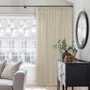 TWODRAPES Beige Linen Curtains 96 Inches Long Pinch Pleated 2 Panels Living Room Bedroom Memory Trained Semi Sheer Neutral Flax Pinch Pleat Drapes with Hooks Rings Light Filtering Window Curtain 40x96
