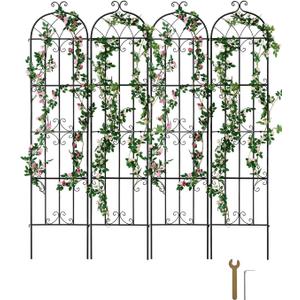 VEVOR Garden Trellis for Climbing Plants, 87 x 20 in, 4 Packs Rustproof Metal Garden Flower Rose Trellis, Outdoor Climbing Clematis Trellis Cucumbers Support for Courtyards Lawns