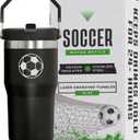Soccer Water Bottle for Boys and Girls - Stainless Steel Vacuum Insulated Soccer Tumbler, Laser Engraved Water Bottle (20oz)