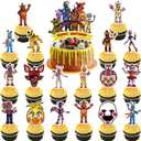 Genshii 37pcs 5 Nights cake decoration set include 1pc big cake topper 36pcs cupcake toppers for Freddy's Theme birthday party decor (FNAF)