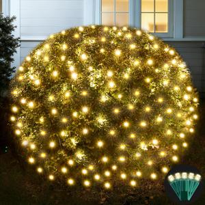 Led Net Lights Christmas Lights Outdoor 200Led 9 ft x 6ft Upgraded WarmWhite Christmas Net Lighting, Waterproof 5mm LED Wide Angle Outdoor Indoor Mesh Net Light for Trees, Bushes, Shrubs Decorations