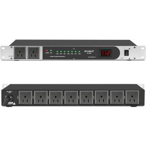 Professional 10 Socket Power Conditioner/Surge Sequencer. 3300W/30A Rack Mount Audio Power Supply Controller, Surge Protector, for Audio product, electronic equipment