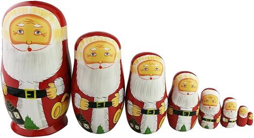 Winterworm 8pcs Cutie Lovely Santa Claus Nesting Dolls Matryoshka Madness Russian Doll Popular Handmade Kids Girl Christmas Gifts Toy
