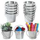 GDYOOSHOW 10pcs 3 inch Tall Galvanized Metal Buckets Mini Planters for Succulent,Centerpieces for Party, Wedding Ornaments. (10pcs mini Buckets)