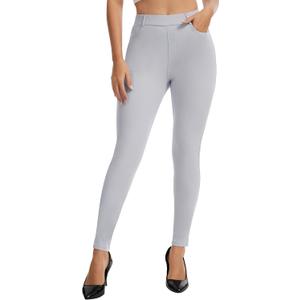 AVAMO Work Pants Women Stretchy Pull On High Waisted Dress Pants Skinny Leggings with Pockets Business Office Teacher Yoga Medium