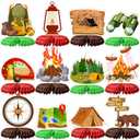 Tarklanda 12 Pcs Camping Party Honeycomb Centerpieces Campfire Adventure Party Table Decorations 3D Honeycomb Birthday Supplies Photo Props