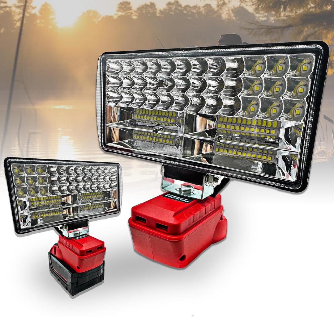 Cordless LED Work Light for Milwaukee 18v Battery90W 5400ML LED Wide Beam Flood Light with Two USB Charging Port Light for Emergency,Workshop,Garage.(No Battery)