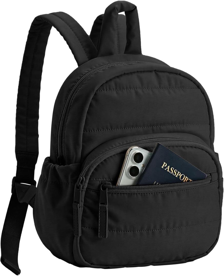Backpack for Women, Mini Backpack with Quilted Design and Adjustable Straps, Large Capacity Multi Compartment, Lightweight Comfort for Work Travel Outdoor Gym Hiking, Bookbag for Women (Black)