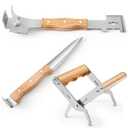 Beekeeping Tools Set of 3 Include Multipurpose Steel Serrated Uncapping Knife 7 Functions Beekeeping Hive Scraper and Frame Gripper with Wooden Handle Stainless Steel Beekeeping Equipment