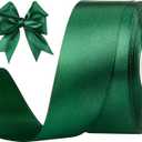 1-1/2 Inches 50 Yards Dark Green Satin Ribbon, Solid Fabric Ribbon Roll for Flower Bouquets, Gift Wrapping, Wedding, Handmade Crafts