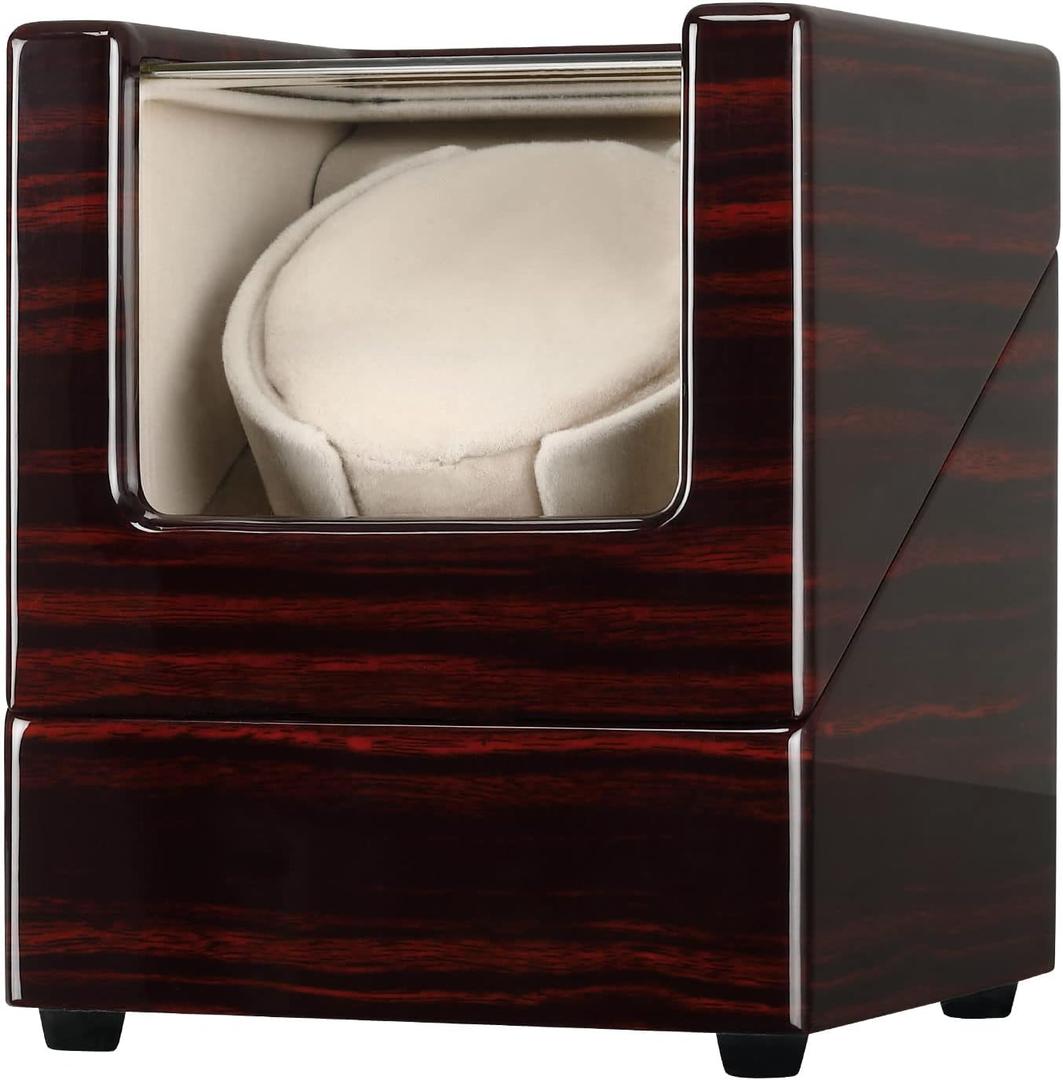 Watch Winder for Single Automatic Watches Solid Wooden Box with Mabuchi Motors (Brown - 5 Modes)