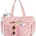 Corduroy Tote Bag for Women, 17 Pockets Laptop Work Tote Lightweight Teacher Nurse Bible Shoulder Bag for School Daily Travel