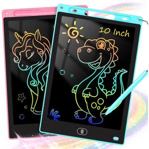 KTEBO® 2 Pack 10 Inch LCD Writing Tablet for Kids, Electronic Drawing Pad and Doodle Board for Ages 3-8, Birthday and Christmas Gifts for Boys and Girls (Pink & Blue)
