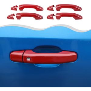 Exterior Door Handle Cover Door Outer Handle Bowl Cover Door Handle Protective Trim Cover Fit for Chevy Silverado 2019-2024 Exterior Accessory 8PCS/Set (Red)