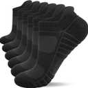 Lapulas Athletic Running Ankle Socks, Low Cut Cushioned Anti-Blister Tab Sports Socks Men Women 6Pairs (Black, L)