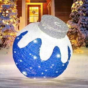 BRIGHTDECK Outdoor Christmas Ornaments, Lighted Pop-Up Outdoor Holiday Ball Decoration with 80 LED Lights, 8 Light Modes, Lighted Collapsible Holiday Decorations for Yard, Home (Blue)