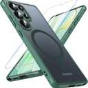 OWKEY Samsung Galaxy S25 Ultra Case 6.86'', Magnetic S25 Ultra Case for Magsafe with Tempered Glass Screen, [Shockproof Military] Translucent Back Slim Bumper Cover Phone Case Galaxy S25 Ultra, Green