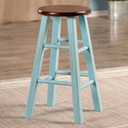 Winsome Ivy Square Leg Counter Stool, 24" in Rustic Light Blue and Walnut, Classic Backless Bar Chairs for Kitchen & Dining Room Seating, Timeless Essential Furniture for Home, Dorm, Apartments