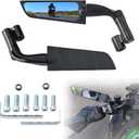 Xintre Racing Motorcycle Mirrors Stealth Wind Wing Side Mirror Double Rotating Rear View Mirrors Compatible with Kawasaki Z400 Z650 Z900 Z1000 Yamaha MT-07 MT-10 Duke 250 390 690 790 1290 (10mm, 8mm), 10.5x7cm