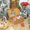 3 x COTOPHER 12Pcs Christmas Cookie Boxes with Window, 8x6x2.5 inch Brown Bakery Boxes for Gift Giving, Brown Cake Boxes Holiday Pastries Boxes for Cakes Muffins Donuts Chocolate Strawberries