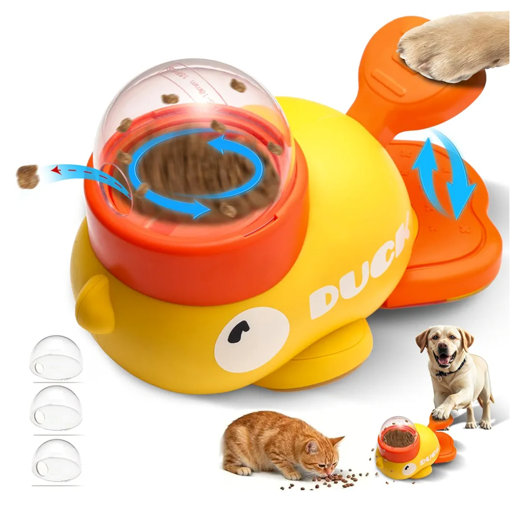Interactive Dog Toys Food Puzzle Slow Feeder, Cat Treat Dispenser Toy Duck-Shaped Enrichment Toy for Small Medium Dogs and Cats, IQ Training and Exercise Small Animal Bowls