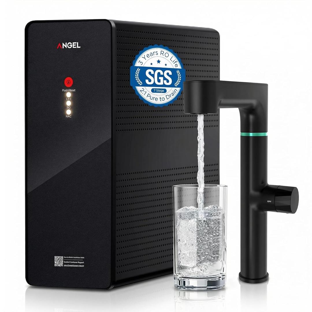 ANGEL X1 Pro Reverse Osmosis Water Filter, 7-Stage Under Sink Water Filtration System, 3 Years RO Life, 2:1 Pure to Drain, Reduces PFAS/PFOS, TDS, Chlorine, Bad Taste & Odor, Lead-Free