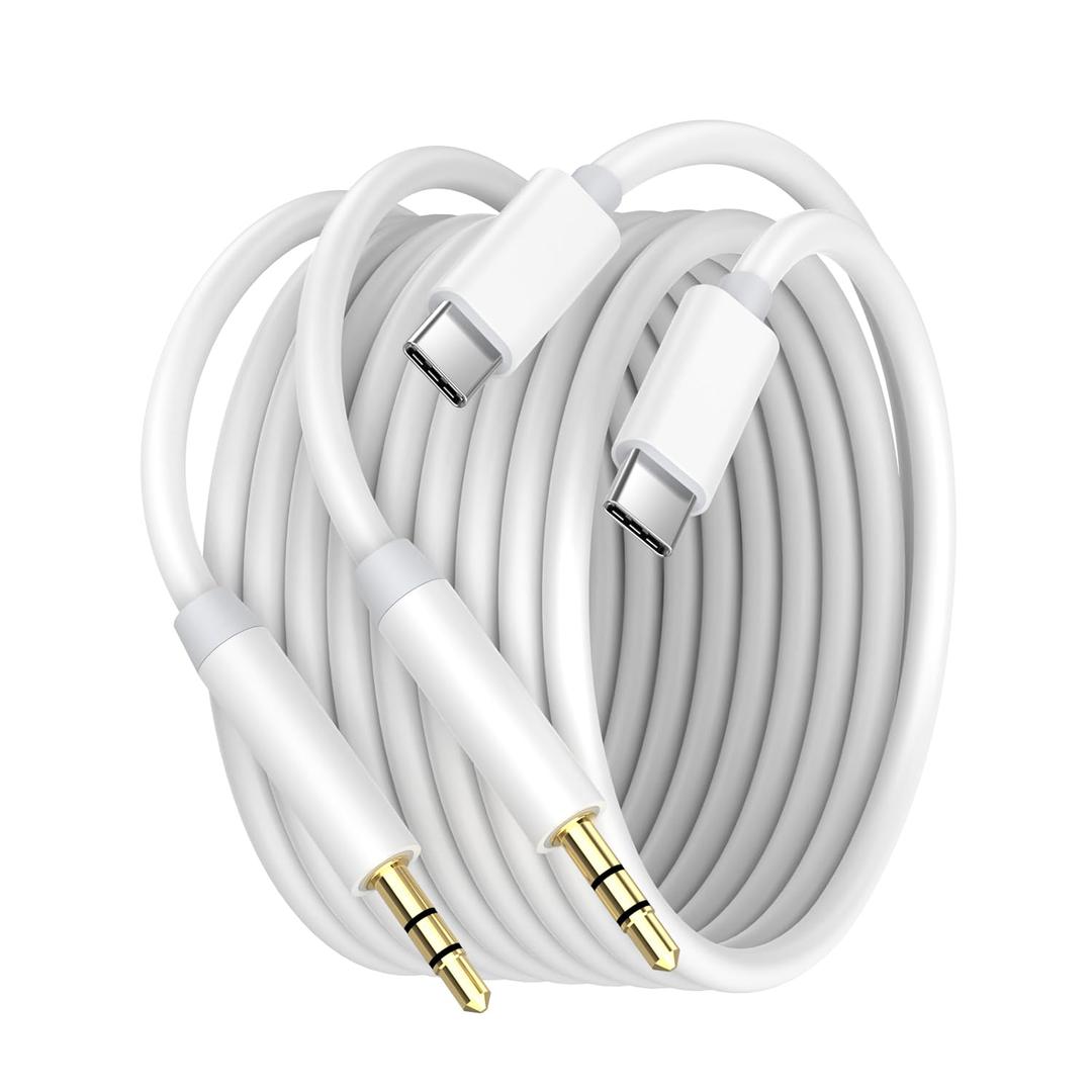 2 x USB C to 3.5mm Audio Aux Jack Cable, 2Pack [3.3ft] Type C to 3.5mm Headphone Car Stereo Cord for iPhone 17 Air/16/15 Pro Max Plus,Samsung Galaxy S25 S24,Note,Pixel 10 9 8, iPad Pro,MacBook