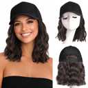 AISI QUEENS Hat Wig Hat with Hair Attached for Women Cap with Hair Attached for Women Baseball Cap Wig Extensions Short Wave Synthetic Adjustable for Daily Use14inch