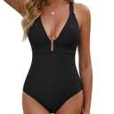 GRAPENT Women's Bathing Suits Sexy One Piece Swimsuit Supportive Swimsuits for Women Womens Beach Outfits Women Bathing Suits Black Medium Fits US Size 8 to 10