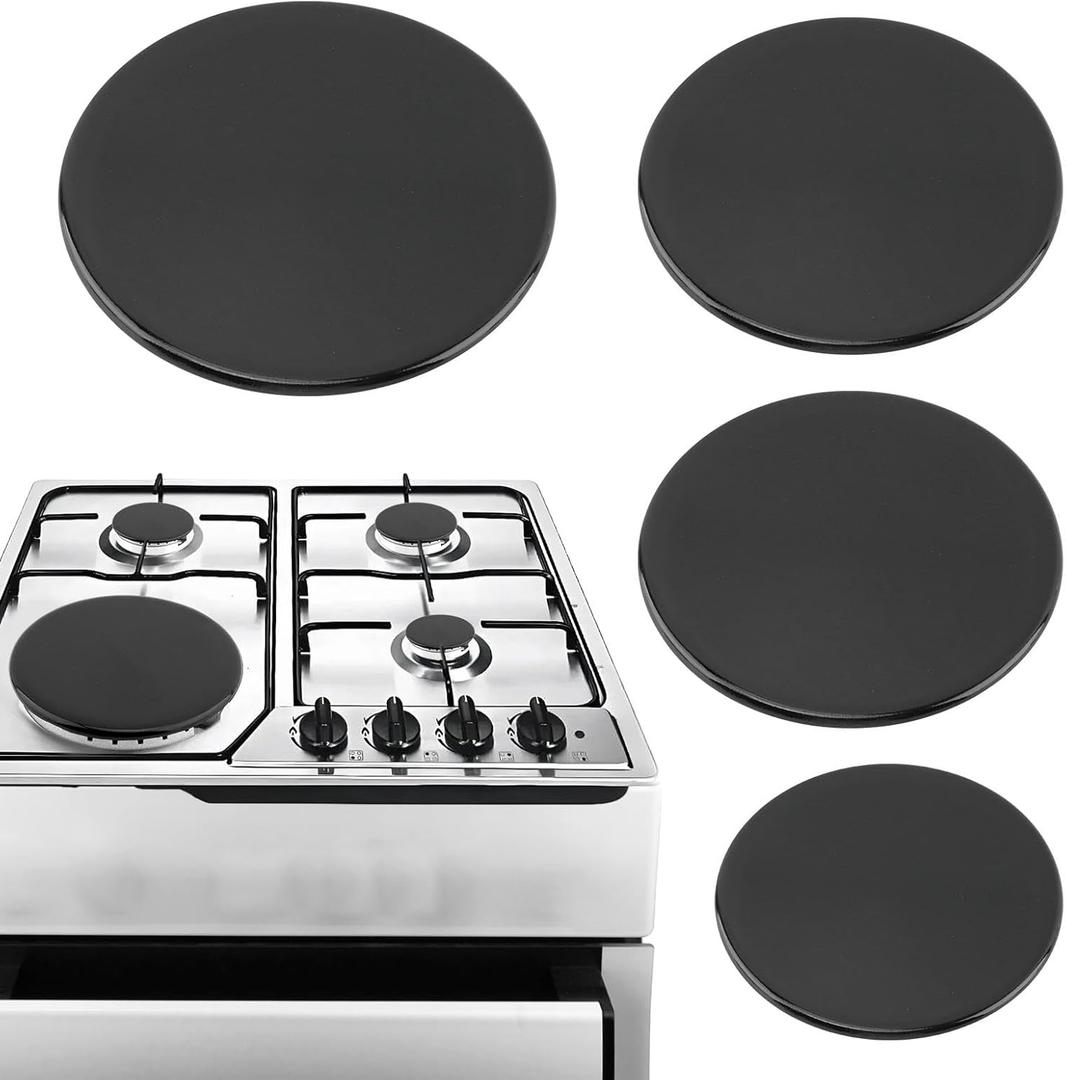 Gas Stove Burner Cap Set - 4pcs Metal Cooker Hat Replacement Kit, Burner Covers for Electric Stove, Includes 1 Large, 2 Middle, and 1 Small Cap (Flat)