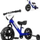 KRIDDO 2-in-1 Kids Tricycle and Toddler Balance Bike 2 Year Old, Detachable Pedals and Stowable Training Wheels, DIY Plate, Riding Trikes Toy for Ages 18 Months to 3 Years (Blue)