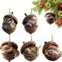 5PCS Forest Animal Acorn Ornaments Cozy Forest Christmas Ornaments, Woodland Creature Hanging Ornament, Pine Cone Animal Decoration, Acrylic Hanging Ornament Home Party Dcor (2D Flat)
