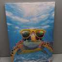 Funny Turtle Wall Art Sea Turtle with Glasses Picture Marine Life Canvas Prints Ocean Painting Modern Prints for Bathroom Living Room Home Wall Decor Framed - 16.00"x24.00"